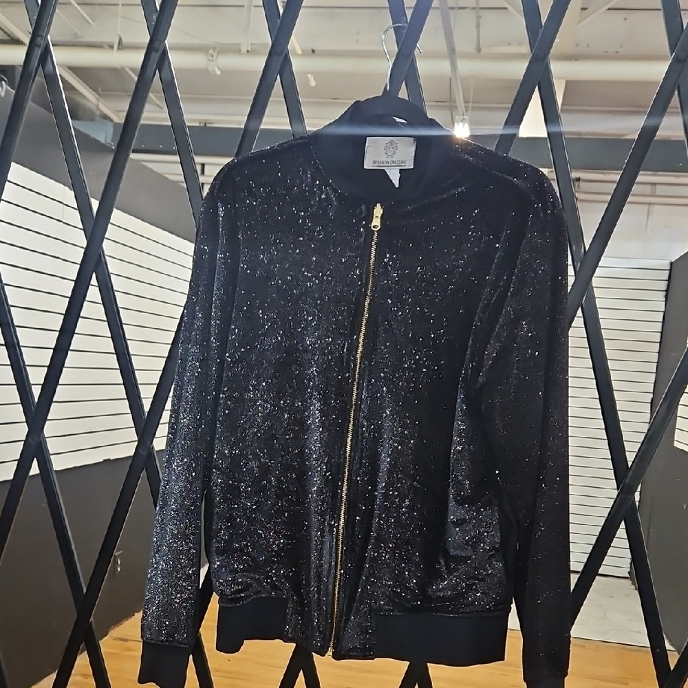 Black Sparkly Zip-Up Jacket